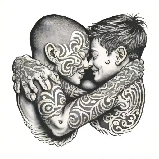 my brothers keeper with brothers hugging  tattoo design idea