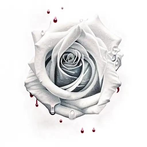 rose with dripping blood tattoo design idea