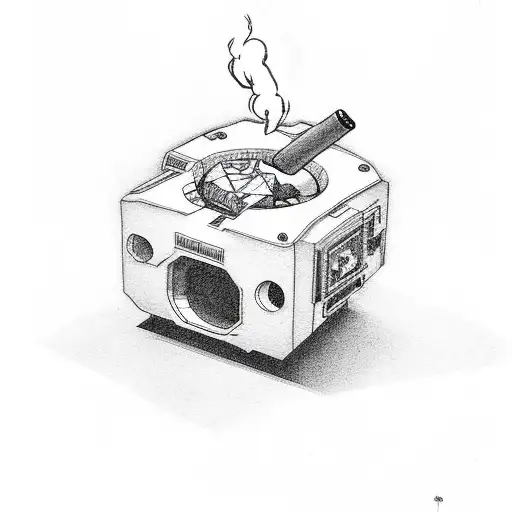 pacman smoking a joint tattoo design idea