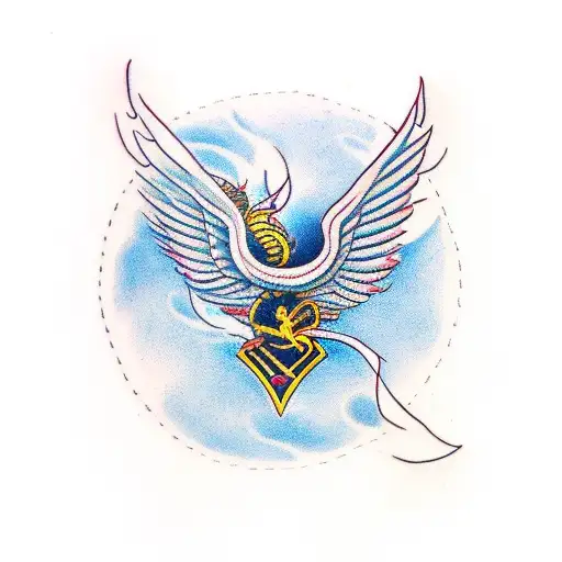 scorpion rising as a  phoenix in a new moon tattoo design idea