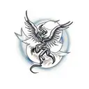 scorpion rising as a  phoenix in a new moon tattoo design idea