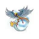 scorpion rising as a  phoenix in a new moon tattoo design idea