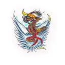 scorpion rising as a  phoenix in a new moon tattoo design idea