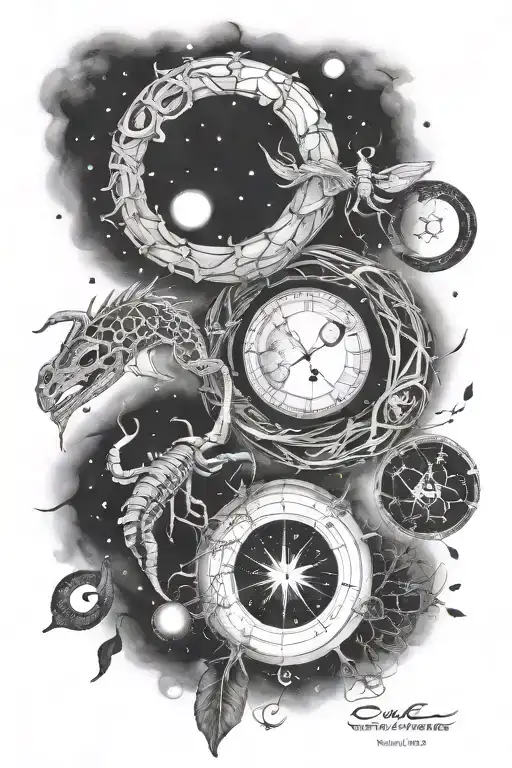 virgo, cancer and scorpio constellation intertwined tattoo design idea