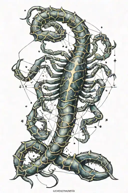 Scorpio with Constellation Intertwined  tattoo design idea