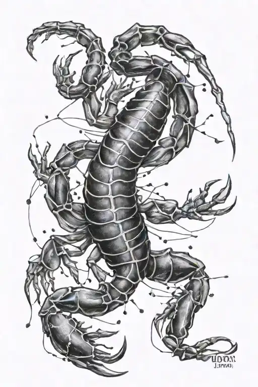 Scorpio Constellation Intertwined with dates 01.11.1994 28.10.1994 tattoo design idea