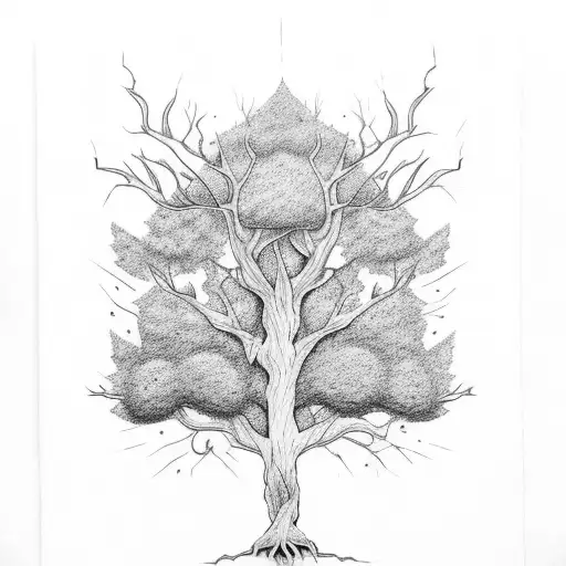 haunted tree tattoo design idea