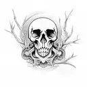 tree skull tattoo design idea