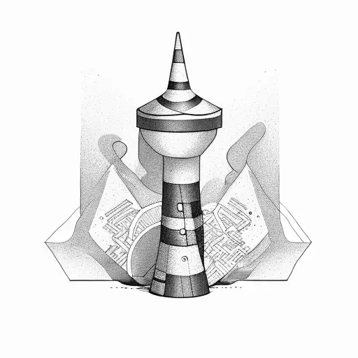 Traffic cone in the corner of a bedroom tattoo design idea