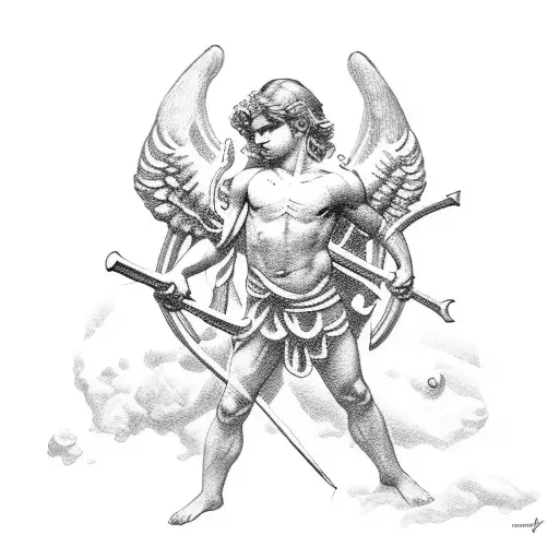 Greek god Cupidon tattoo design idea