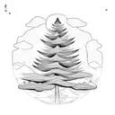 pine tree in a floating island tattoo design idea