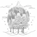 pine tree in a floating island tattoo design idea