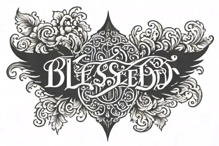 blessed written tattoo design idea