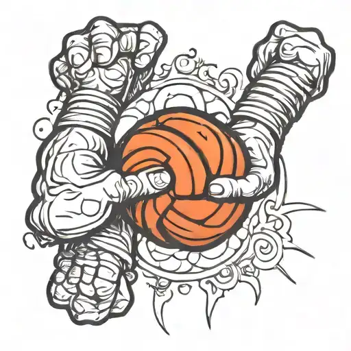 fist bump set smash volleyball tattoo design idea