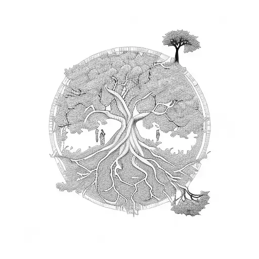 tree of life but the branches are in the style of a circuit diagram tattoo design idea