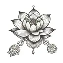 minimal lotus flower with chain links tattoo design idea