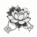 minimal lotus flower with chain links tattoo design idea