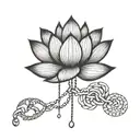 minimal lotus flower with chain links tattoo design idea