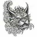 foo dog breed tattoo design idea