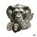elephant cheetah chimpanzee and lion tattoo design idea