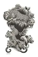 elephant cheetah chimpanzee and lion  tattoo design idea