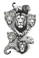 elephant cheetah chimpanzee and lion  tattoo design idea