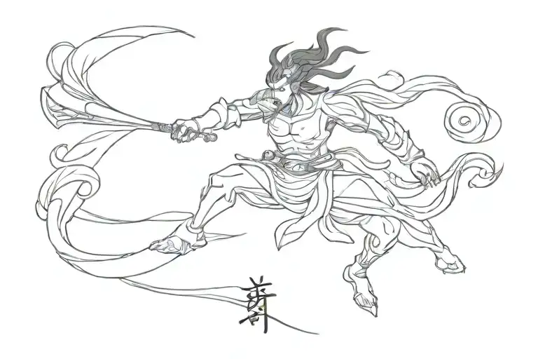 chinese mythology erlang shen tattoo design idea