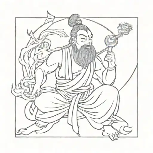 chinese god erlang shen tattoo design idea