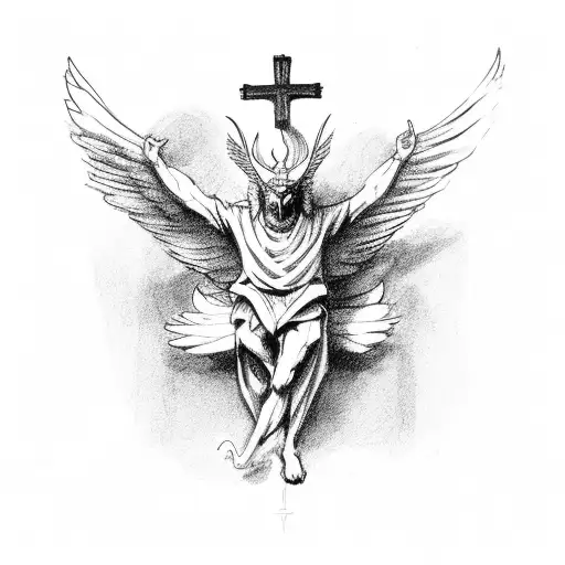 Lucifer falking off a cross tattoo design idea