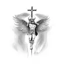 Lucifer falling off a cross tattoo design idea
