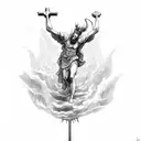 Lucifer falling off a cross tattoo design idea
