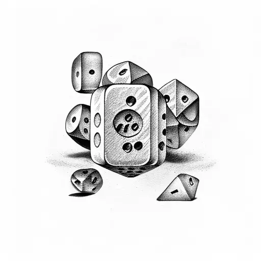 dice fall in bricks tattoo design idea