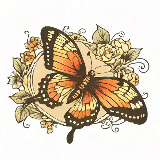 butterfly flying away from cocoon transitions tattoo design idea