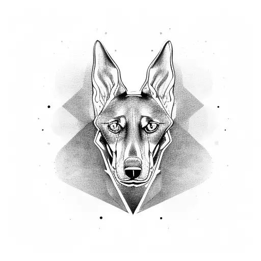 anubis with doberman head tattoo design idea