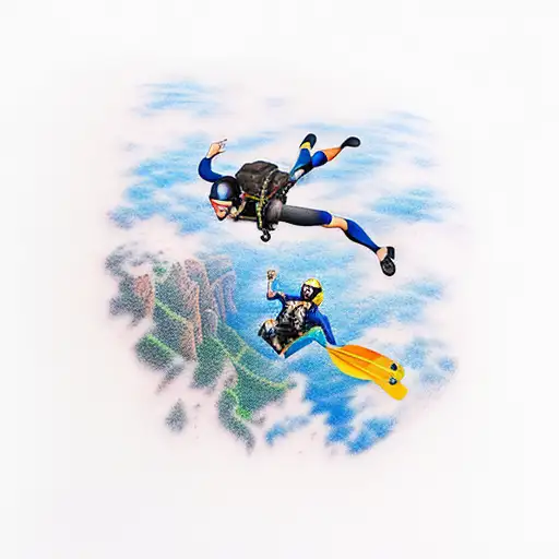 skydiving canyoning tattoo design idea