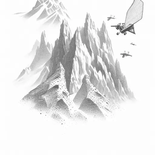 skydive canyon mountain sea tattoo design idea