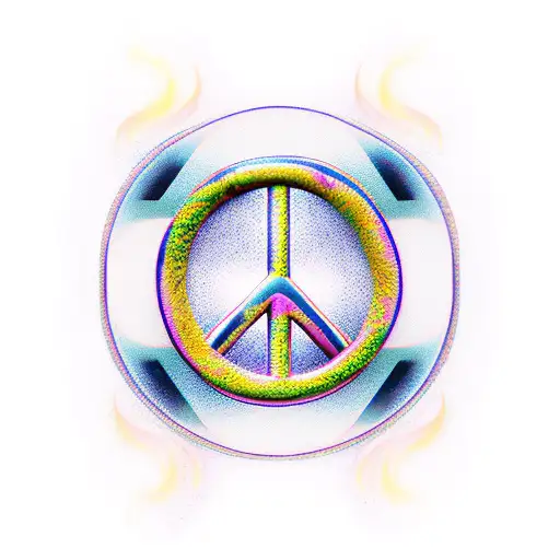 Peace symbol with japanese waves and fires tattoo design idea