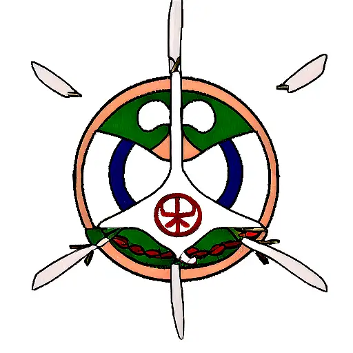 Peace symbol with japanese waves and fires tattoo design idea