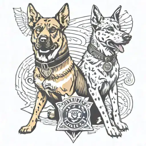 cop and k9 tattoo design idea
