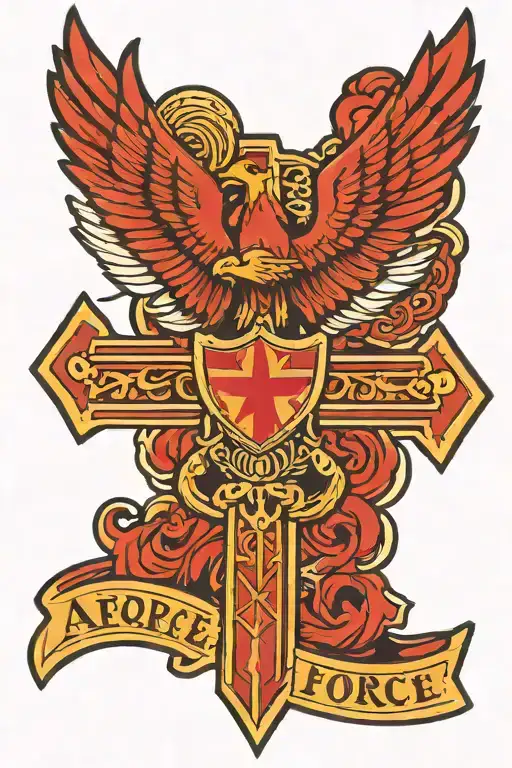Air Force logo and cross tattoo design idea