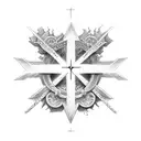 Christian Cross, mental health awareness ribbon, matthew 6:13 tattoo design idea