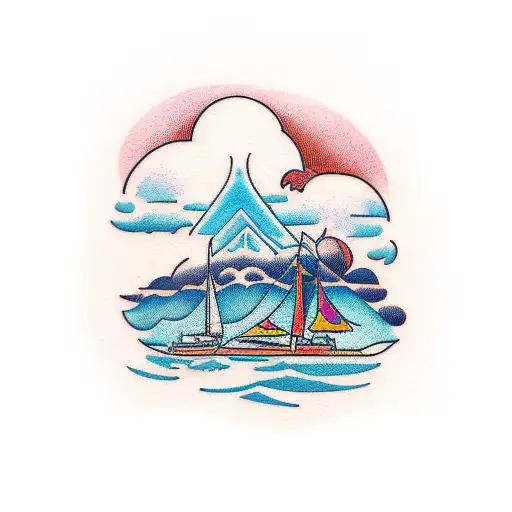 isla de la palma con un avión  tattoo design idea