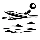 silueta isla de la palma con un avión  tattoo design idea