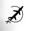 silueta isla de la palma con un avión  tattoo design idea