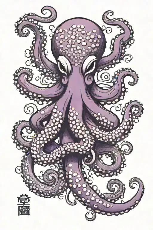 purple red octopus mythical style 3d tattoo design idea