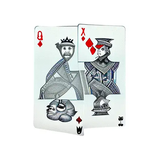 Two playing cards overlapping each other, one with clubs and the other with spades, then a hart with wings and a sword i tattoo design idea