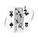 Two playing cards overlapping each other, one with clubs and the other with spades, then a hart with wings and a sword i tattoo design idea