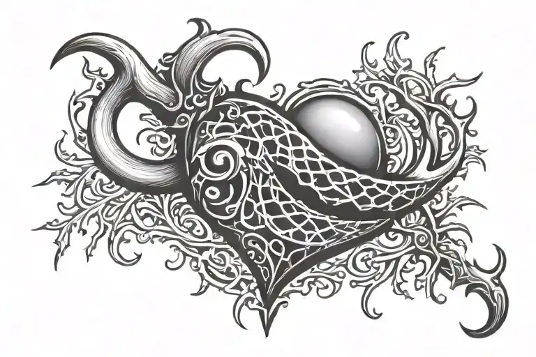 deer antler fish hook heart  tattoo design idea