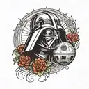 darth vader and death star tattoo design idea