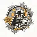 darth vader and death star tattoo design idea